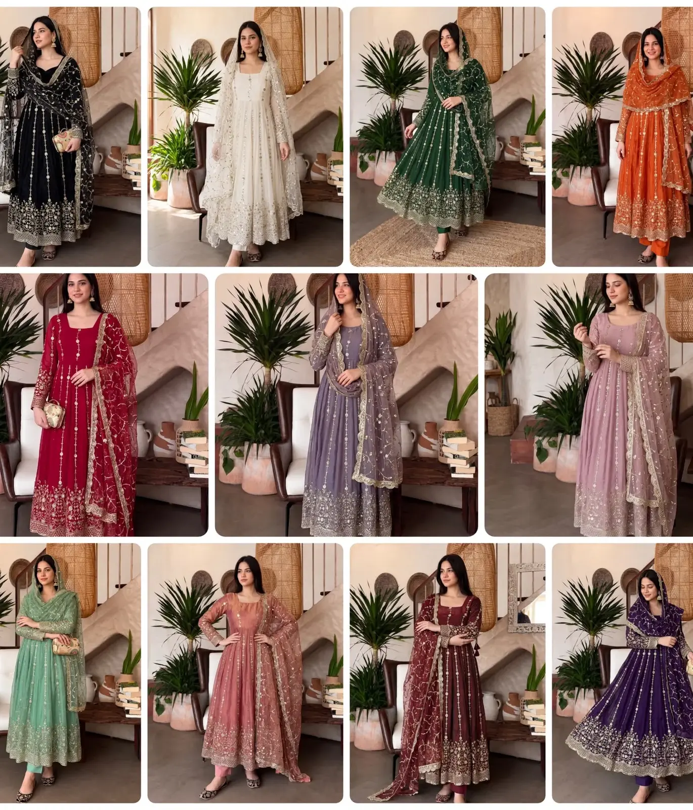 Designer Heavy Fandy Silk Gown with Pant & Dupatta Set