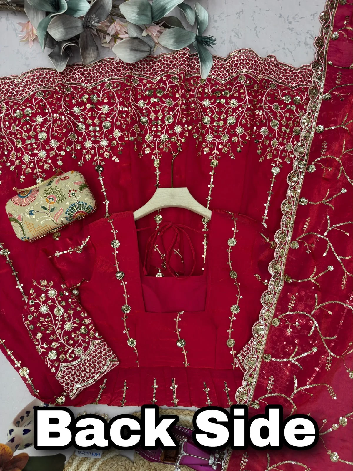 Designer Heavy Fandy Silk Gown with Pant & Dupatta Set