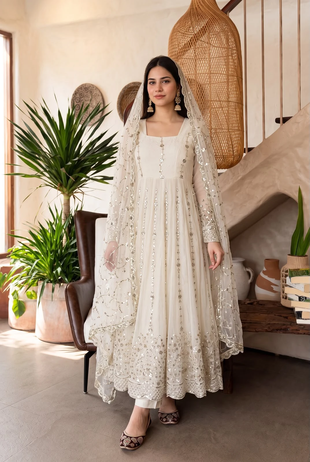 Designer Heavy Fandy Silk Gown with Pant & Dupatta Set