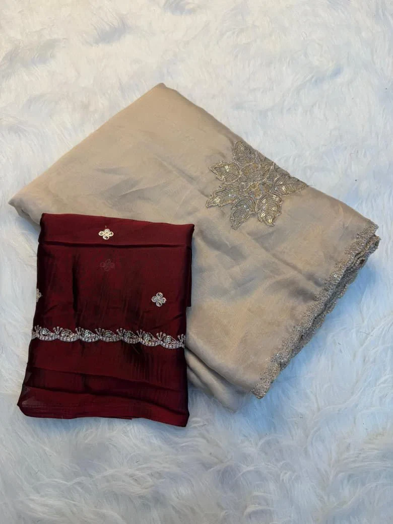 Devi Ah Rangoli Silk Floral Embroidery Saree Collection
