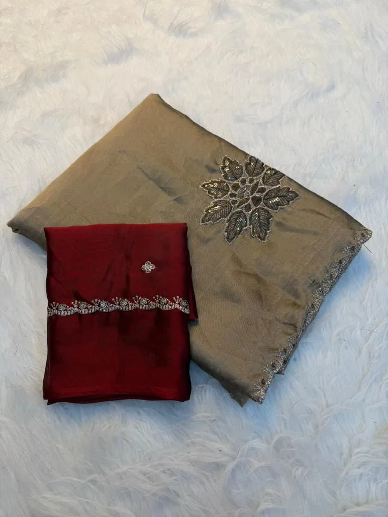 Devi Ah Rangoli Silk Floral Embroidery Saree Collection