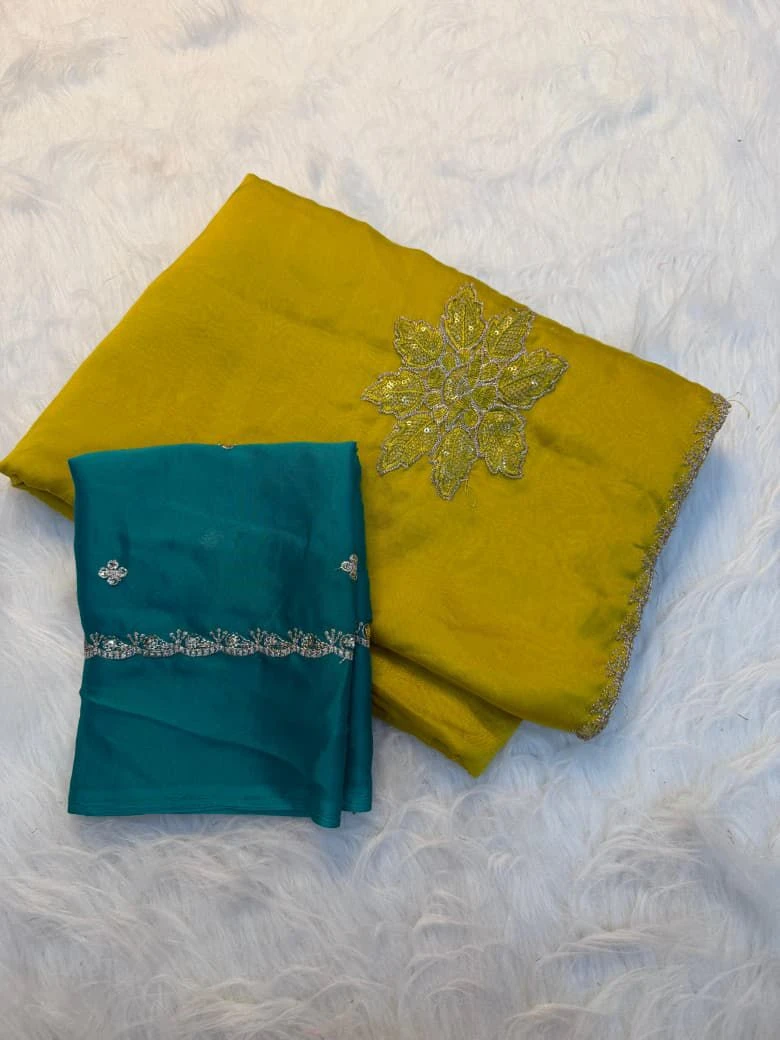 Devi Ah Rangoli Silk Floral Embroidery Saree Collection