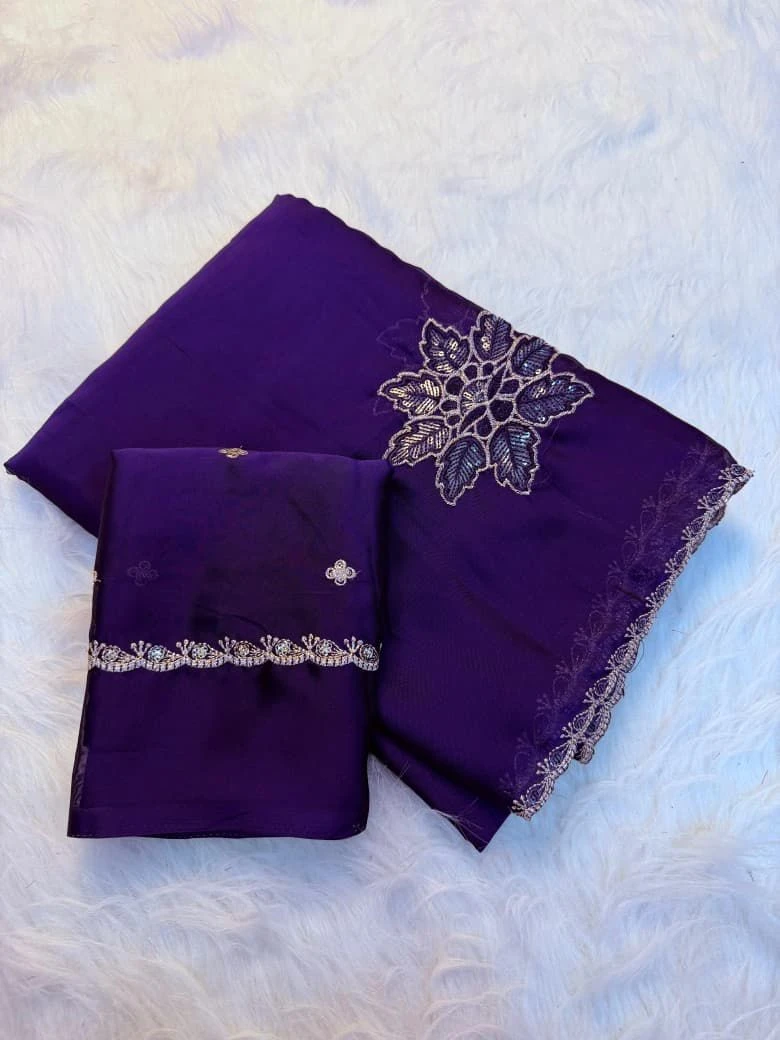 Devi Ah Rangoli Silk Floral Embroidery Saree Collection