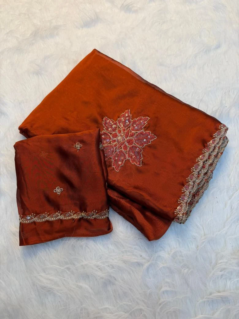 Devi Ah Rangoli Silk Floral Embroidery Saree Collection