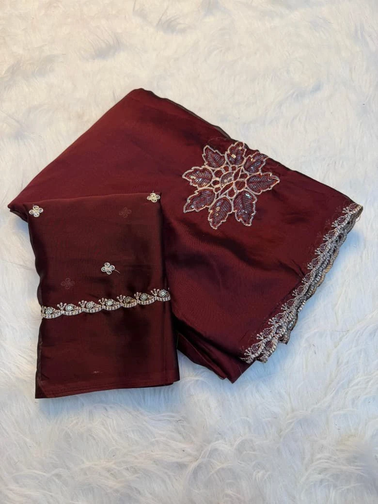 Devi Ah Rangoli Silk Floral Embroidery Saree Collection