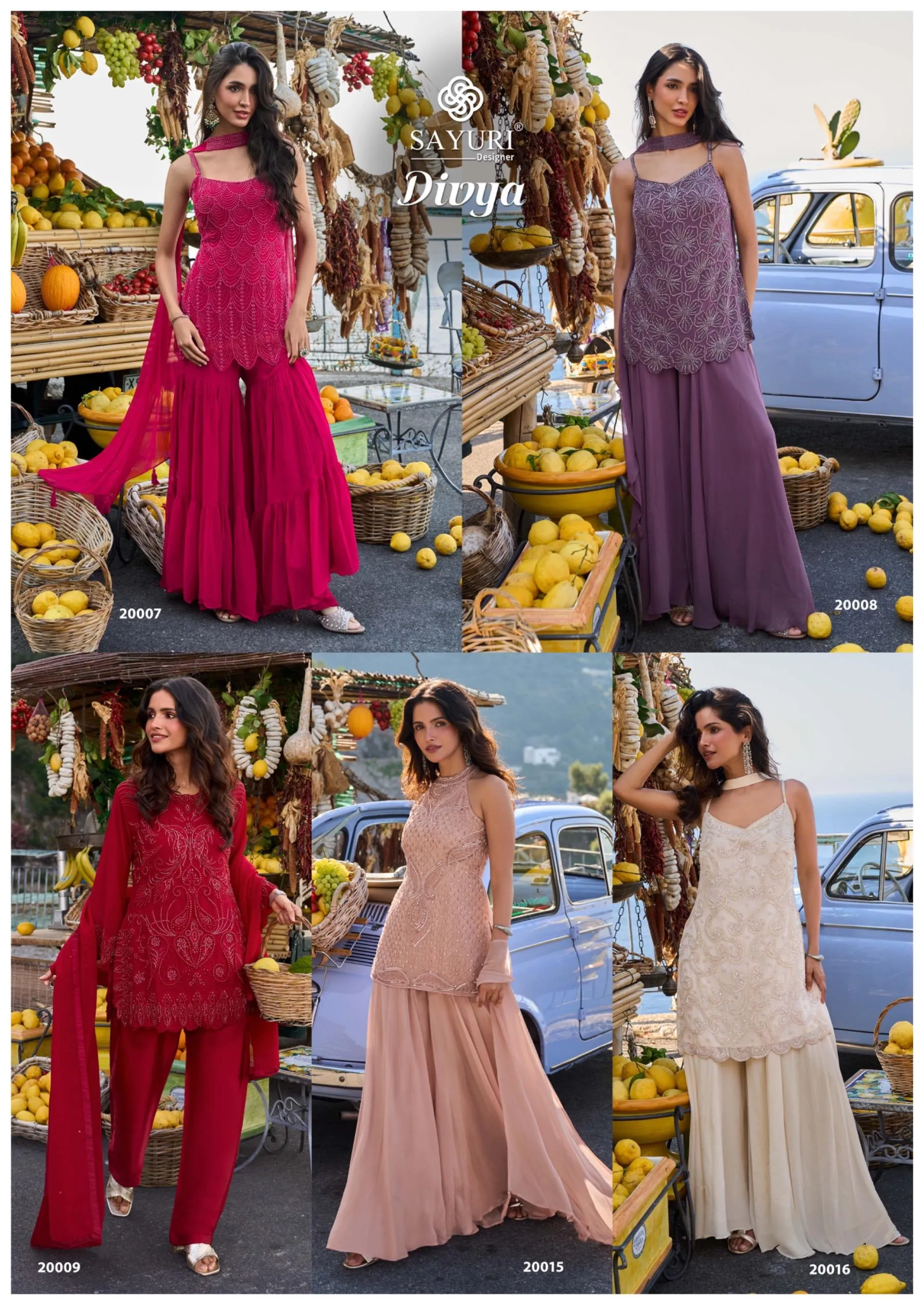 Divya Premium Real Georgette Designer Top Palazzo/Sharara with Chokar Dupatta
