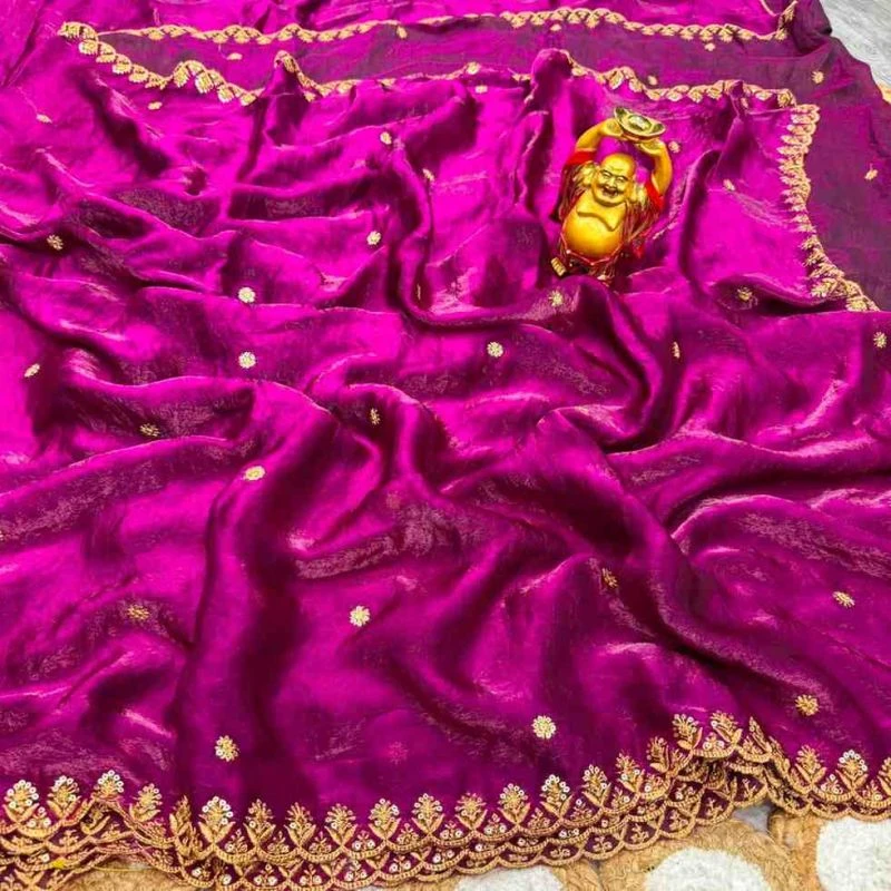 Ds 706 Fendy Satin Sequence Worked Saree Collection