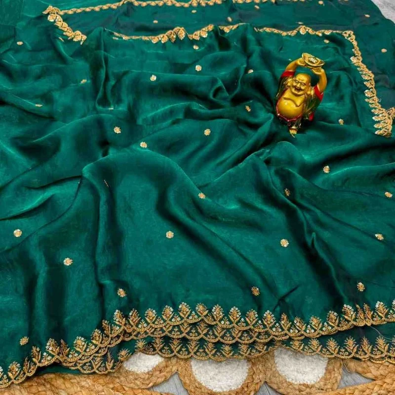 Ds 706 Fendy Satin Sequence Worked Saree Collection