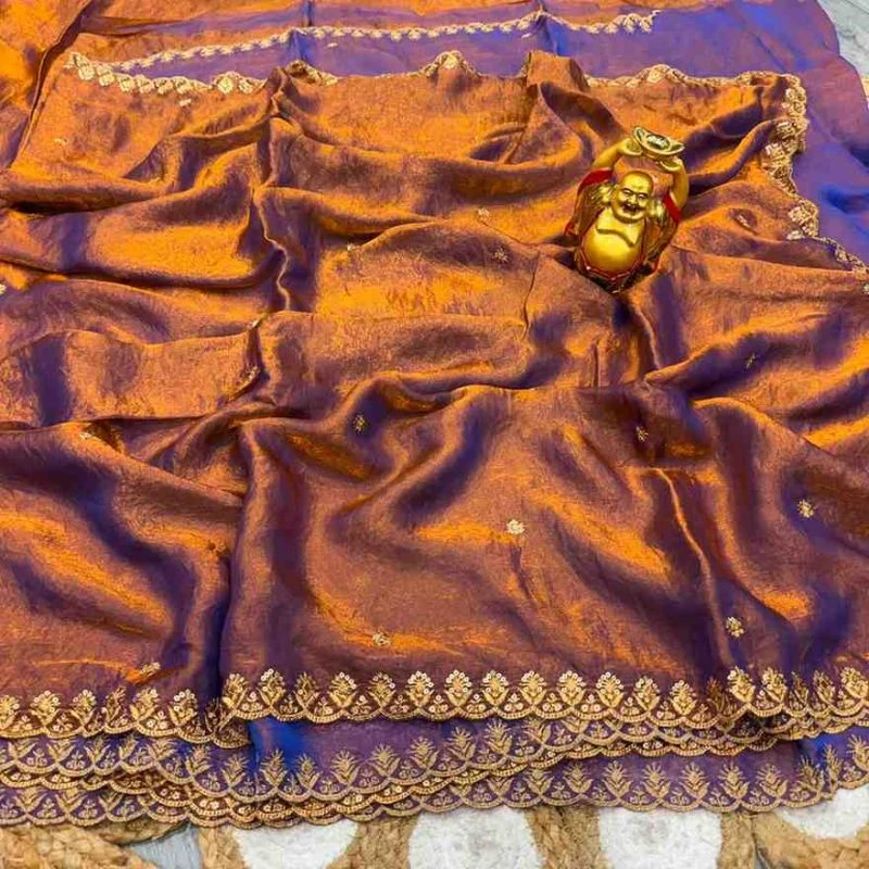 Ds 706 Fendy Satin Sequence Worked Saree Collection