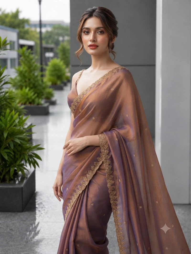 Ds 706 Fendy Satin Sequence Worked Saree Collection