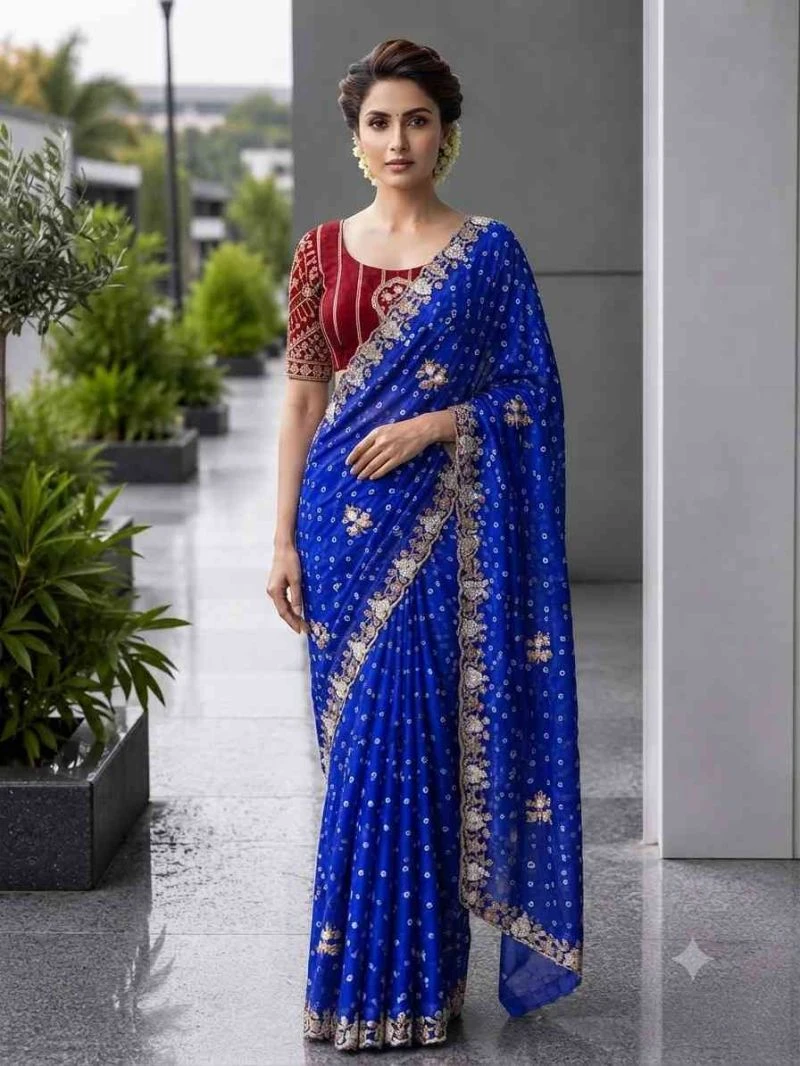 Ds 822 Fendy Satin Beeds Worked Saree Collection