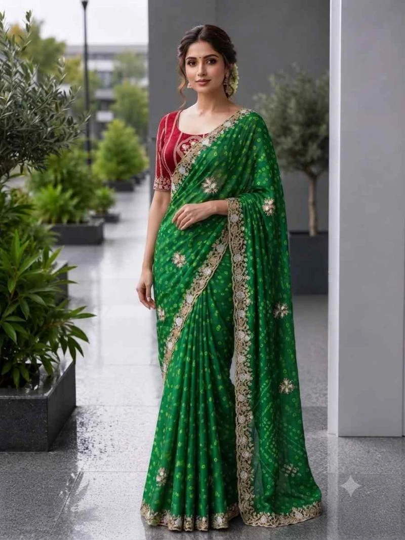 Ds 822 Fendy Satin Beeds Worked Saree Collection