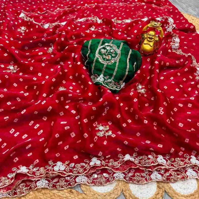 Ds 822 Fendy Satin Beeds Worked Saree Collection