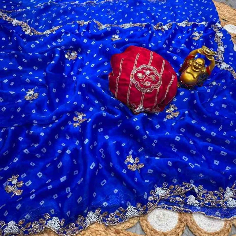 Ds 822 Fendy Satin Beeds Worked Saree Collection