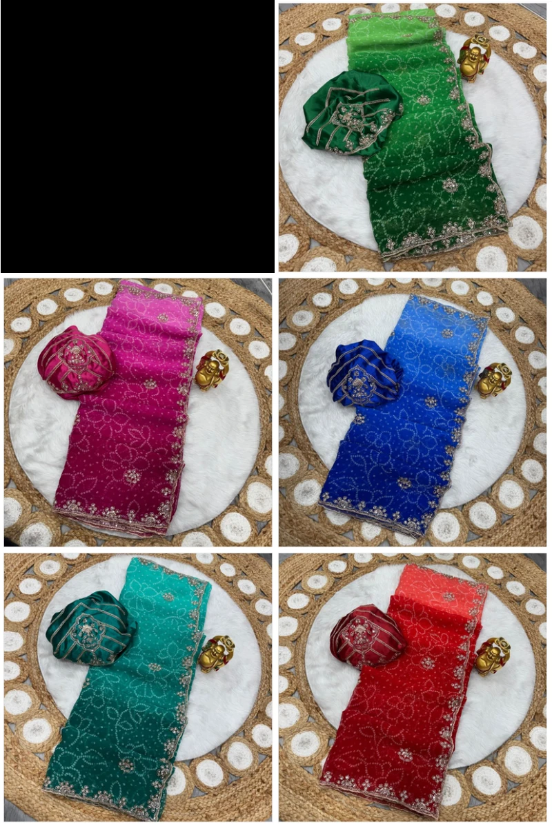Ds 823 Chiffon Sequence Handworked Saree Collection