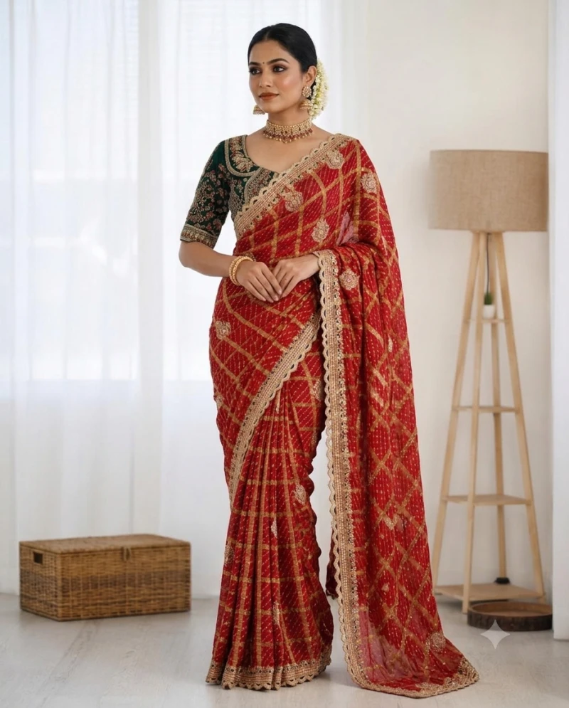 Ds 827 Panetar Chiffon Sequence Worked Saree Collection