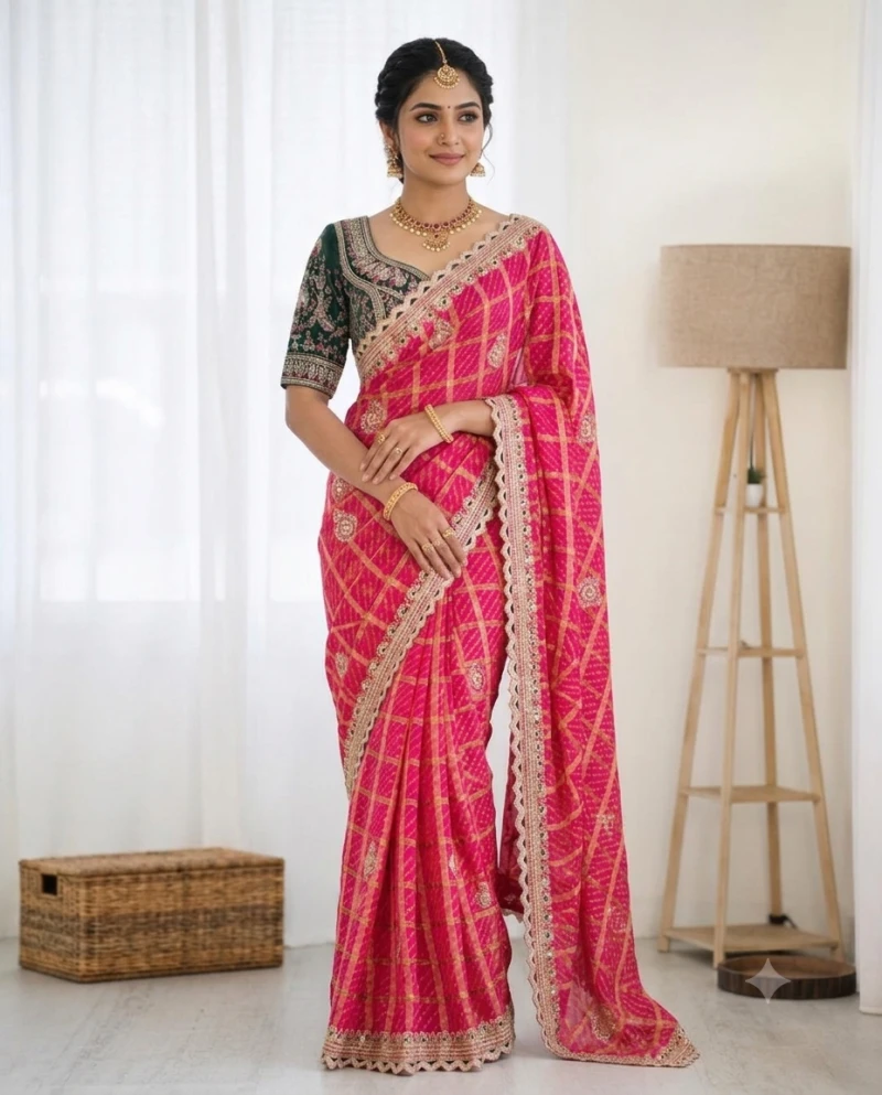 Ds 827 Panetar Chiffon Sequence Worked Saree Collection