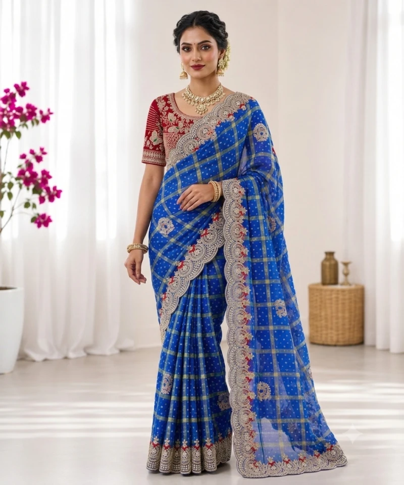 Ds 836 Panetar Chiffon Sequence Worked Saree Collection