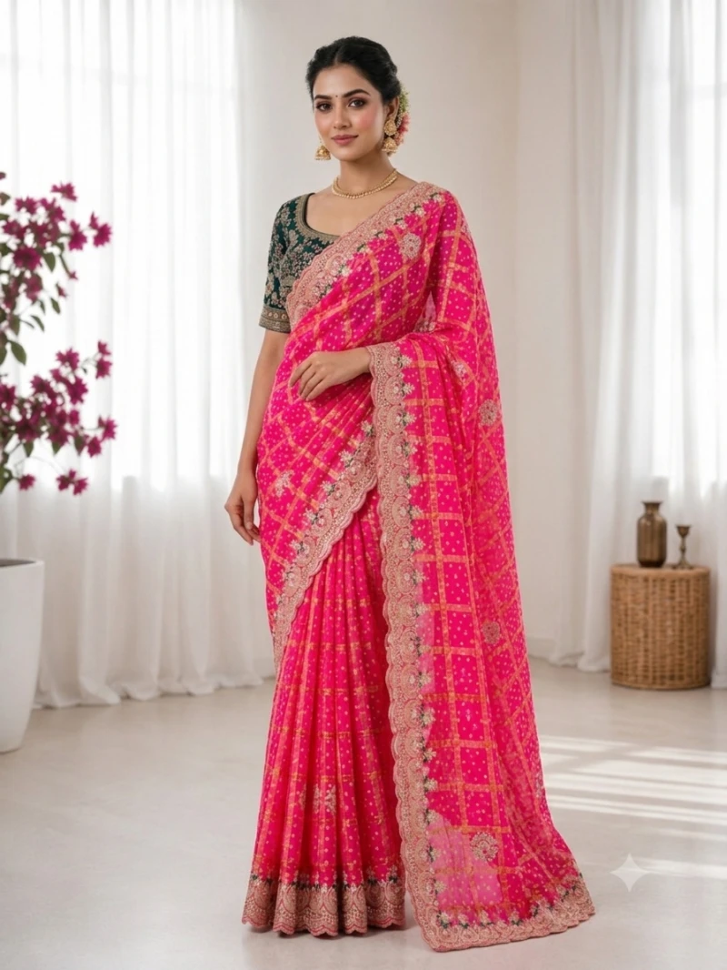 Ds 836 Panetar Chiffon Sequence Worked Saree Collection