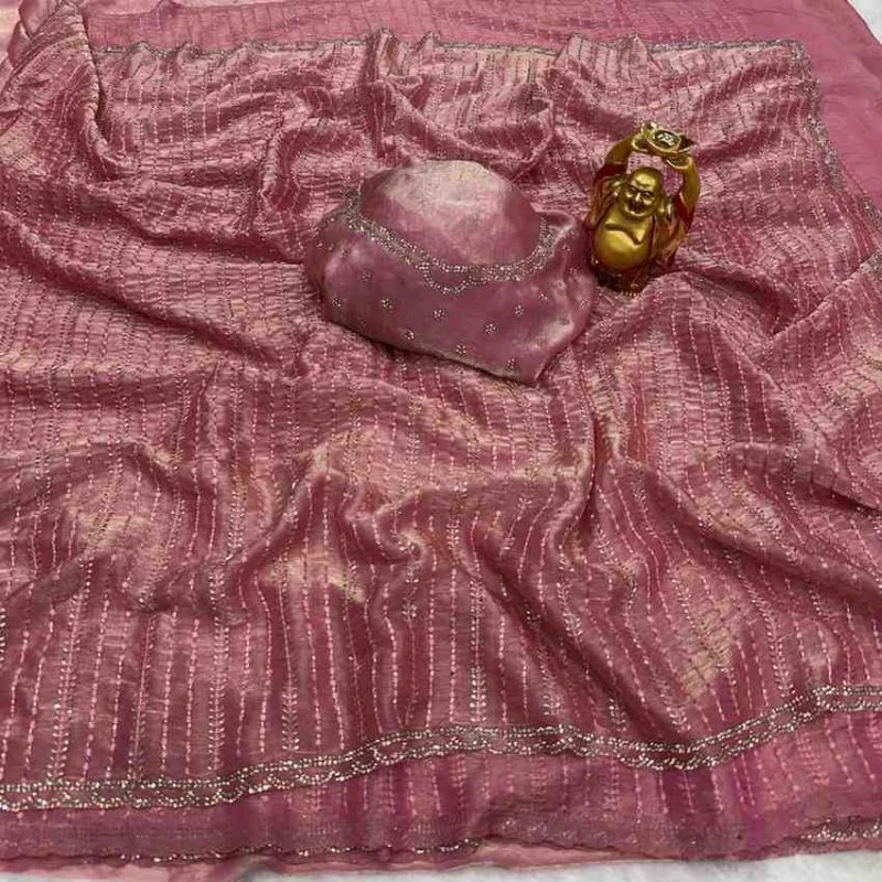 Ds 841 Fendy Satin Beads Worked Saree Collection