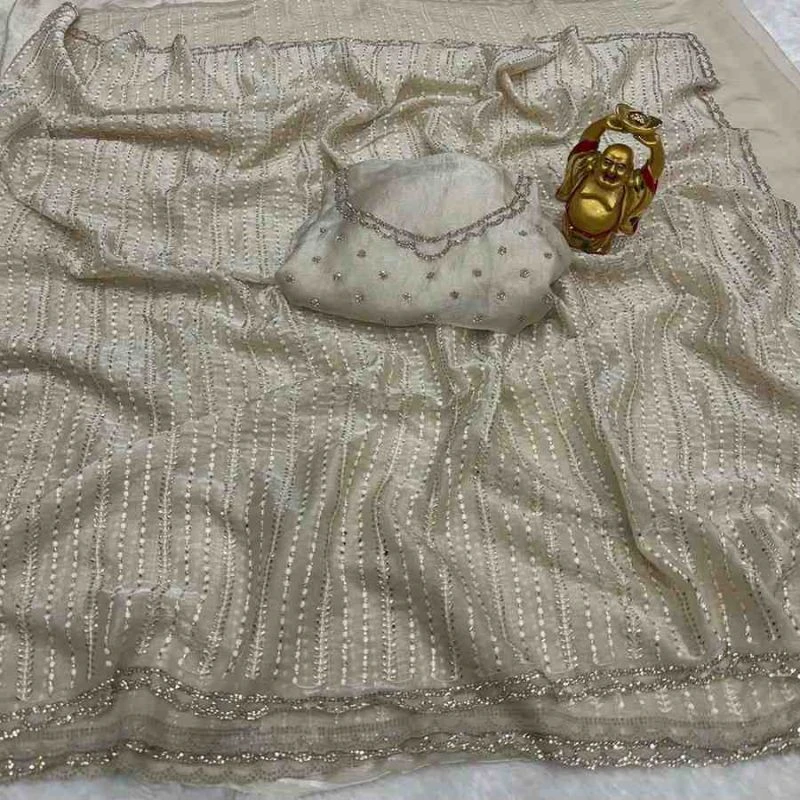 Ds 841 Fendy Satin Beads Worked Saree Collection