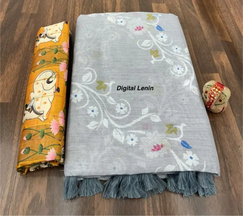Jamdani Silk Linen Zari Border Saree Collection