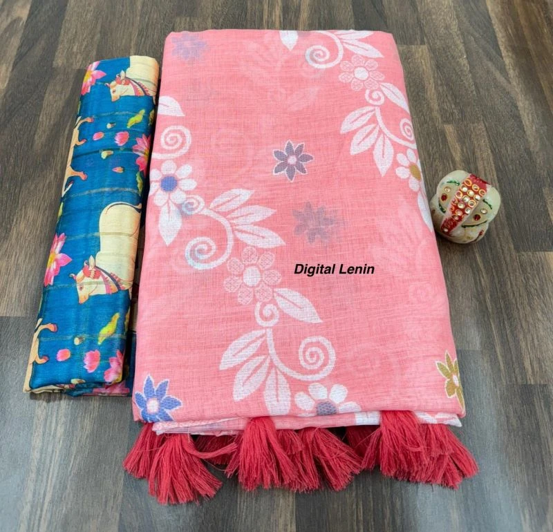 Jamdani Silk Linen Zari Border Saree Collection 5