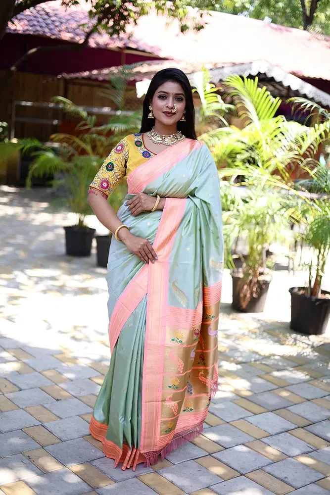 Jf 3631 Paithani Silk Blend Zari Woven Saree Collection