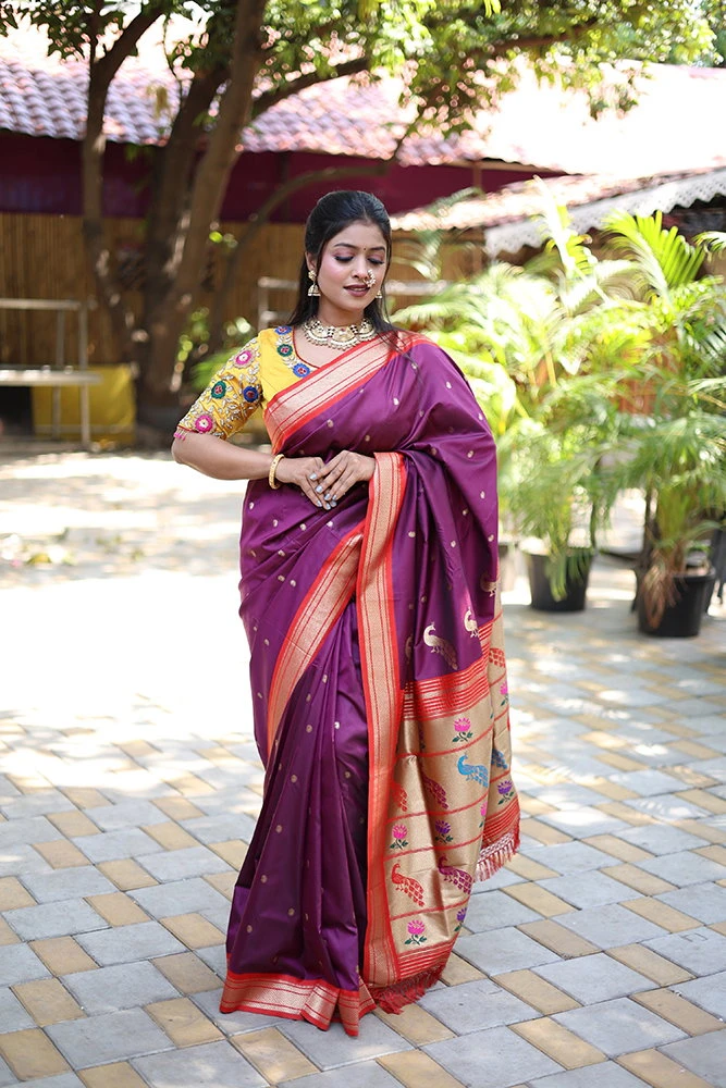 Jf 3631 Paithani Silk Blend Zari Woven Saree Collection