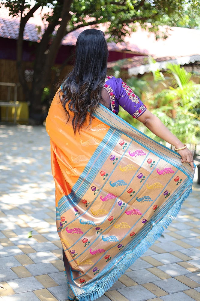 Jf 3631 Paithani Silk Blend Zari Woven Saree Collection