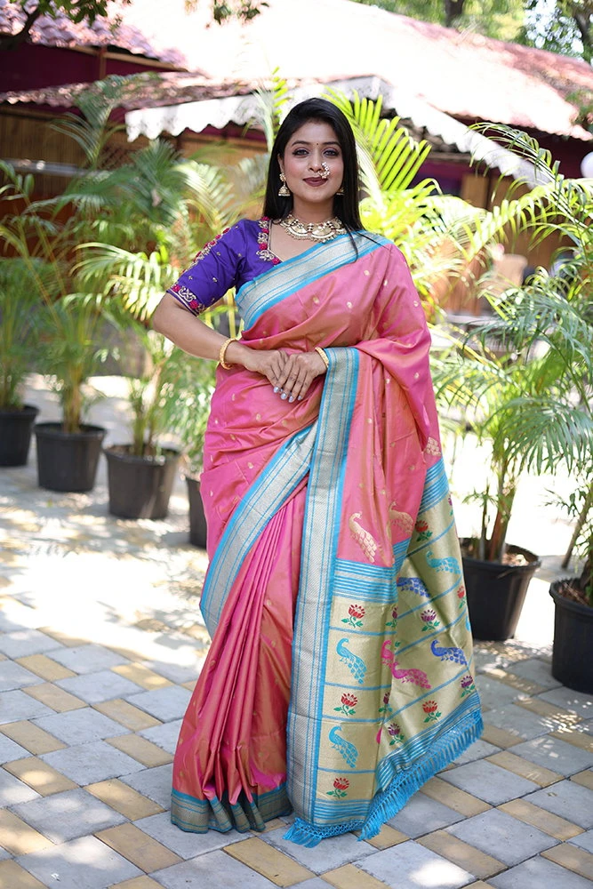 Jf 3631 Paithani Silk Blend Zari Woven Saree Collection