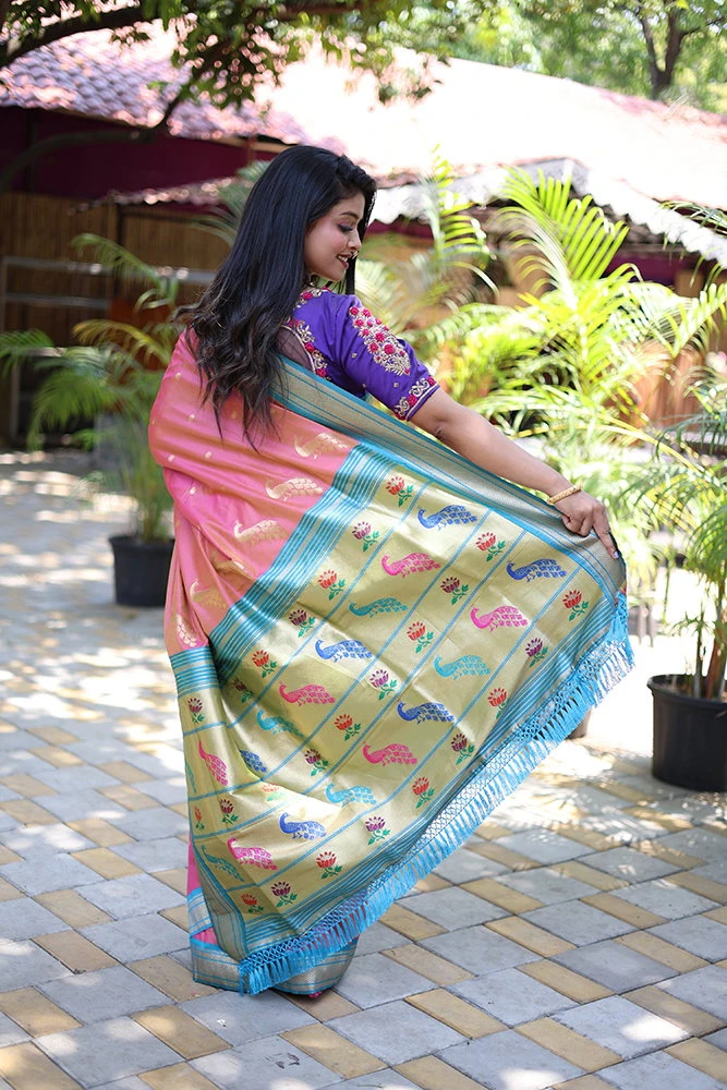 Jf 3631 Paithani Silk Blend Zari Woven Saree Collection
