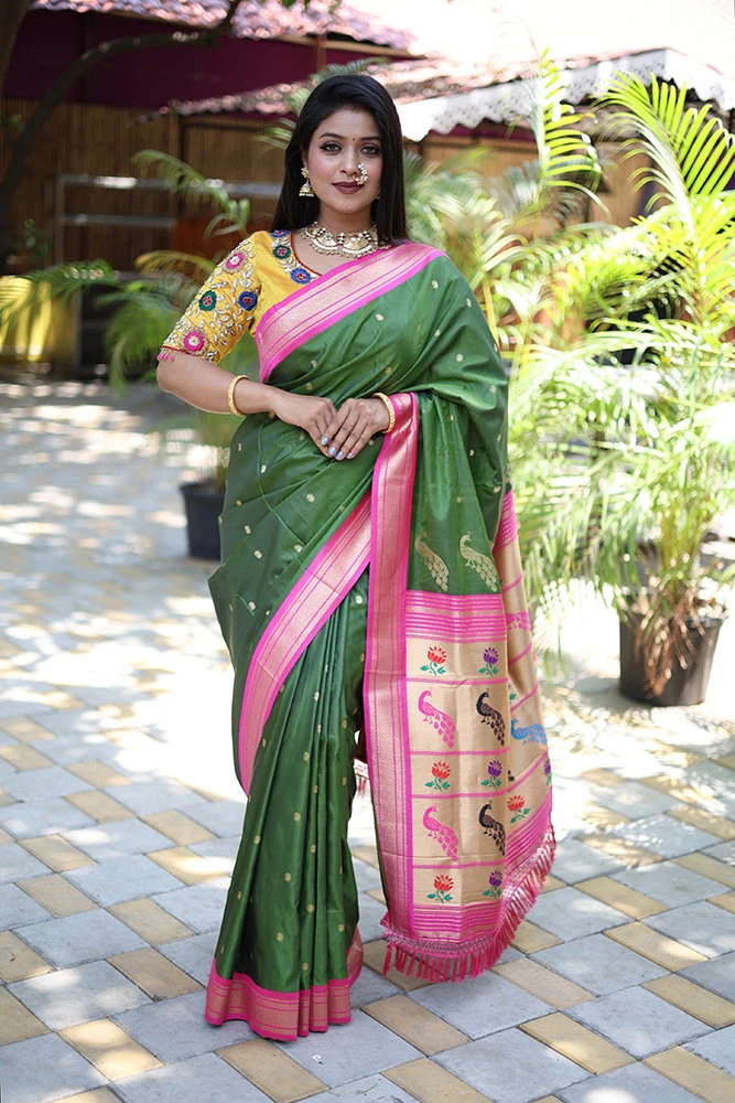 Jf 3631 Paithani Silk Blend Zari Woven Saree Collection