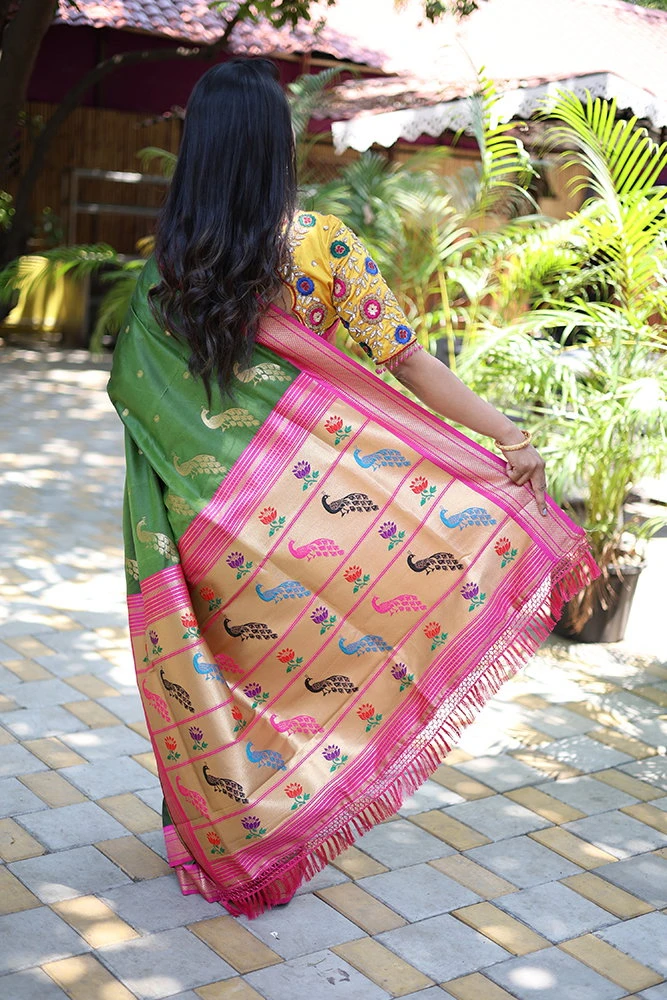 Jf 3631 Paithani Silk Blend Zari Woven Saree Collection