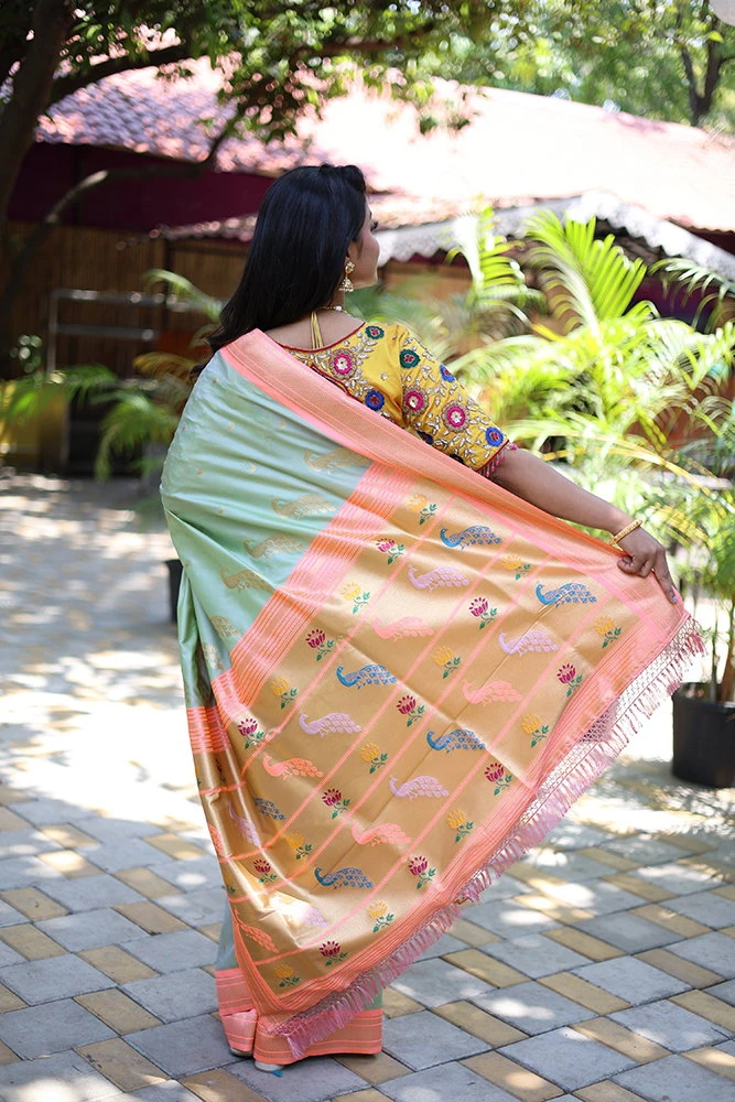 Jf 3631 Paithani Silk Blend Zari Woven Saree Collection