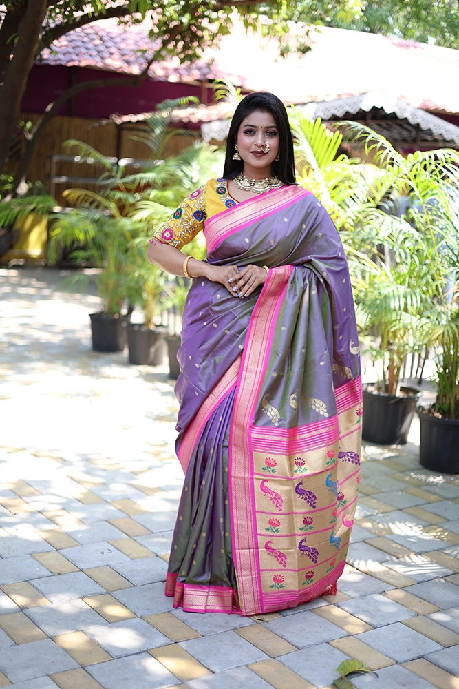 Jf 3631 Paithani Silk Blend Zari Woven Saree Collection