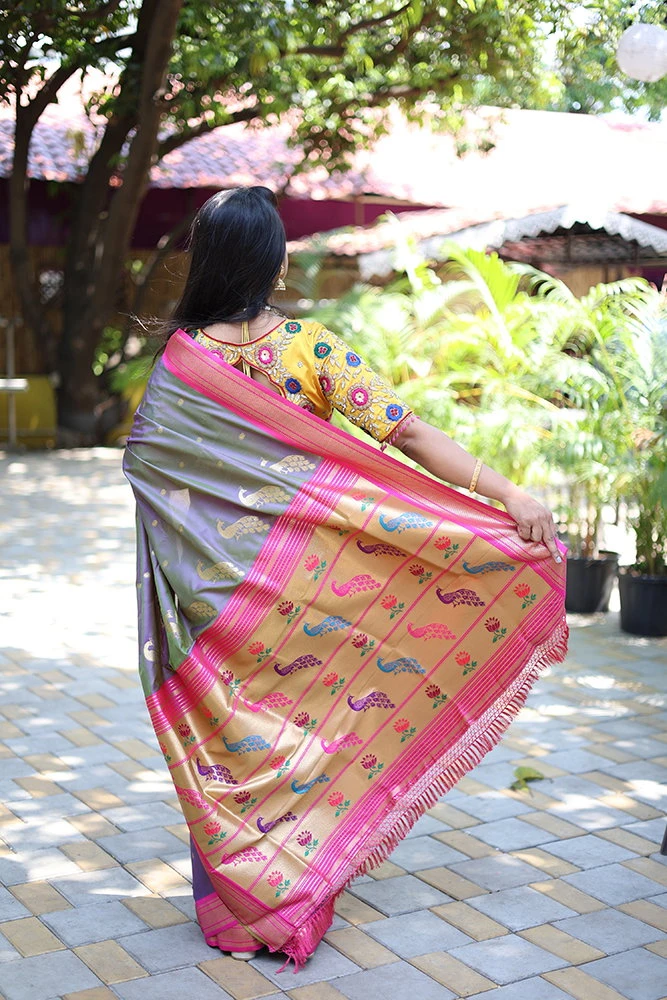 Jf 3631 Paithani Silk Blend Zari Woven Saree Collection