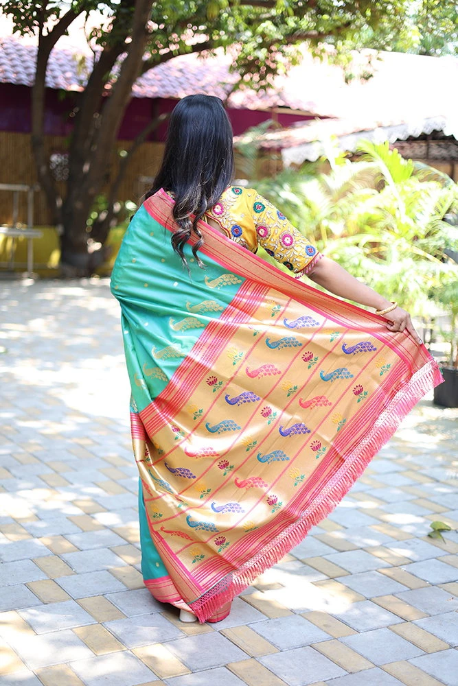 Jf 3631 Paithani Silk Blend Zari Woven Saree Collection