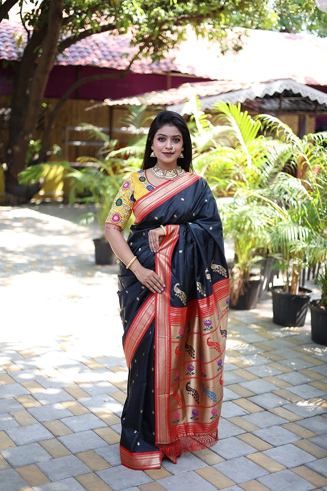 Jf 3631 Paithani Silk Blend Zari Woven Saree Collection