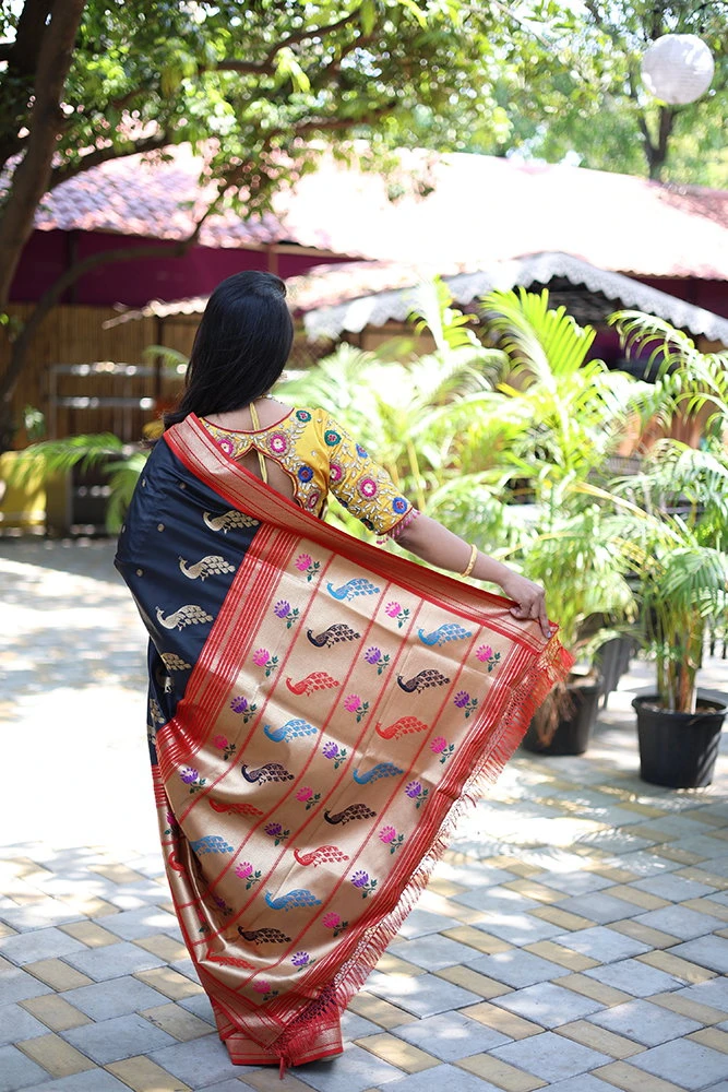 Jf 3631 Paithani Silk Blend Zari Woven Saree Collection