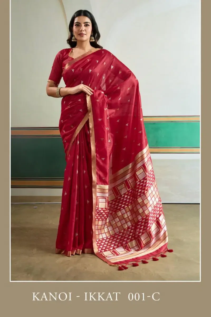 Kanoi Ikkat 001 a to F Tussar Silk Handloom Saree Collection