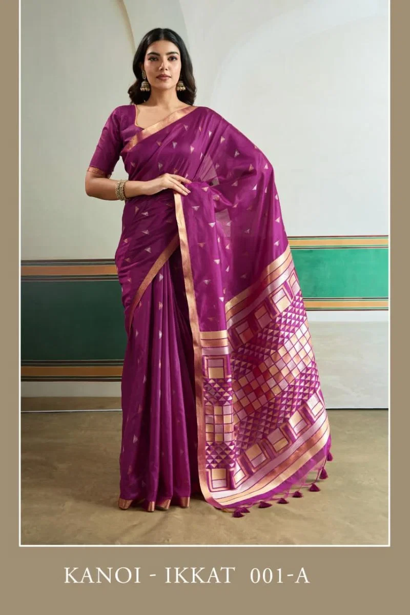Kanoi Ikkat 001 a to F Tussar Silk Handloom Saree Collection