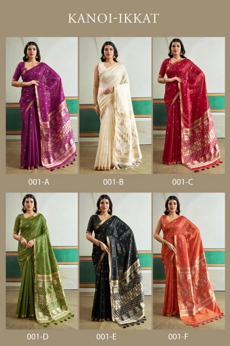 Kanoi Ikkat 001 a to F Tussar Silk Handloom Saree Collection