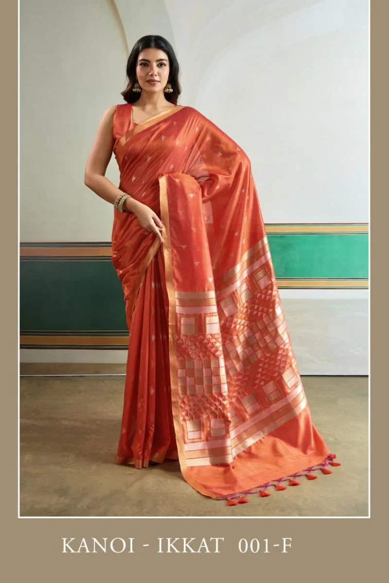Kanoi Ikkat 001 a to F Tussar Silk Handloom Saree Collection