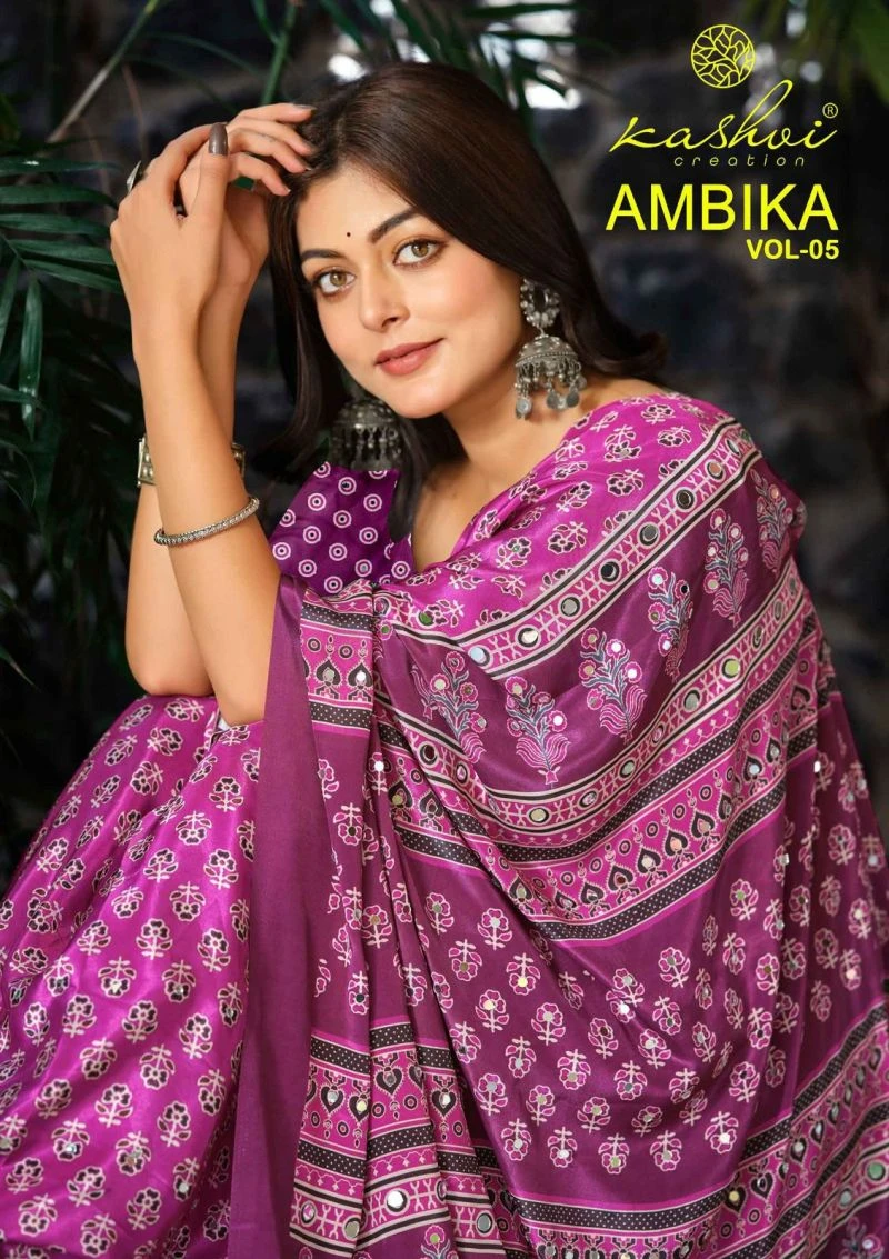 Kashvi Ambika Vol 5 Crape Silk Printed Saree