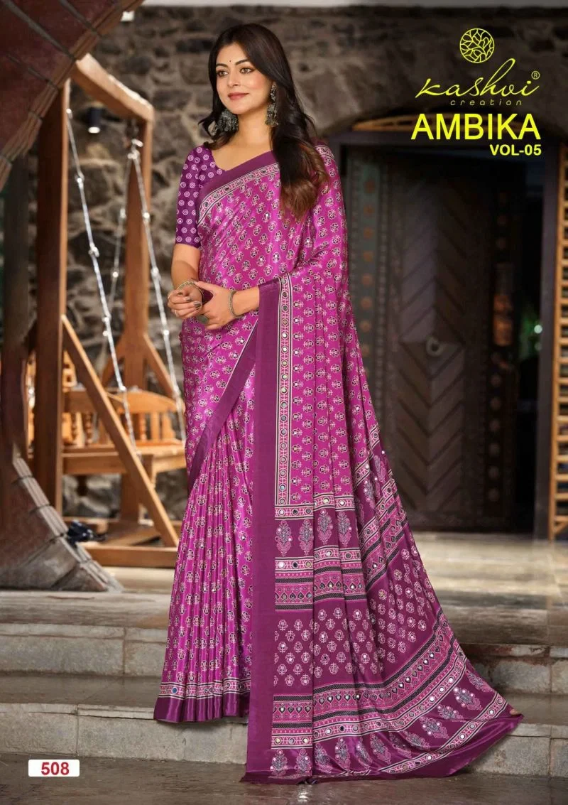 Kashvi Ambika Vol 5 Crape Silk Printed Saree