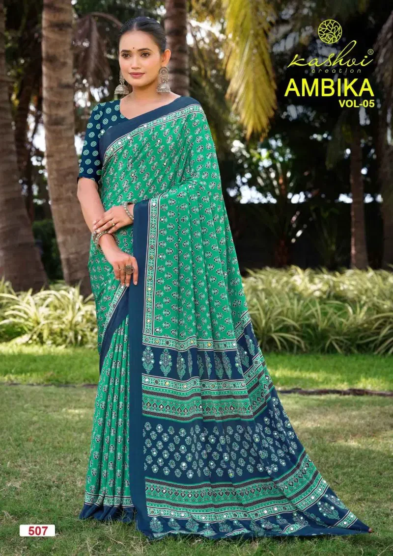 Kashvi Ambika Vol 5 Crape Silk Printed Saree