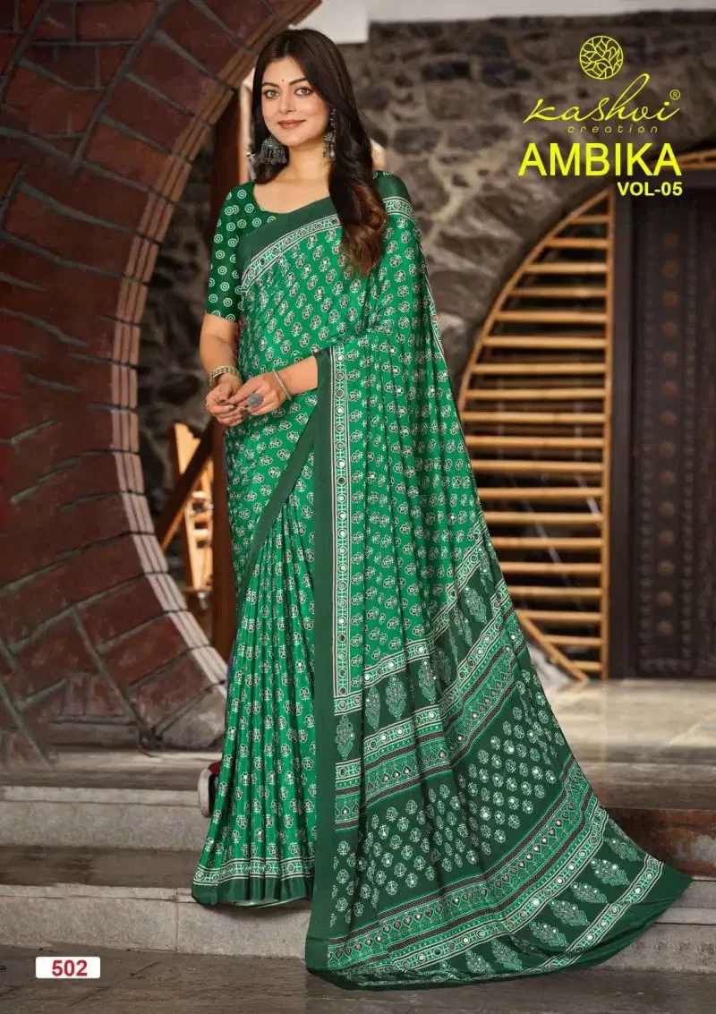Kashvi Ambika Vol 5 Crape Silk Printed Saree