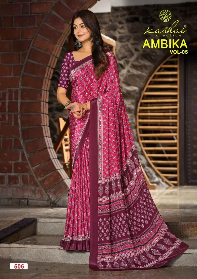 Kashvi Ambika Vol 5 Crape Silk Printed Saree