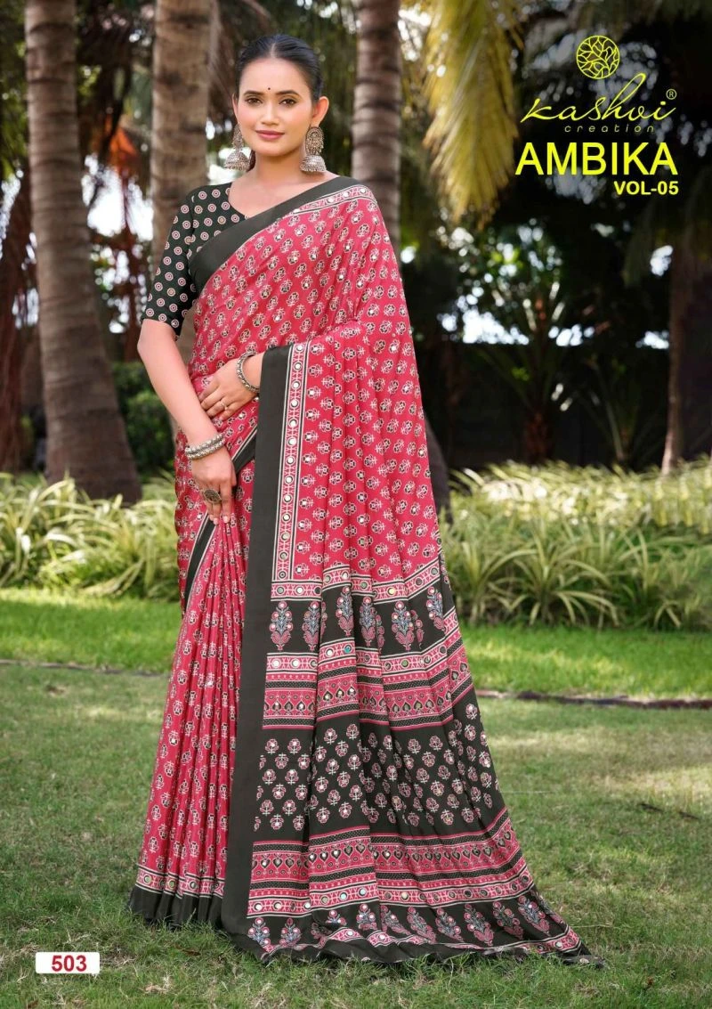 Kashvi Ambika Vol 5 Crape Silk Printed Saree